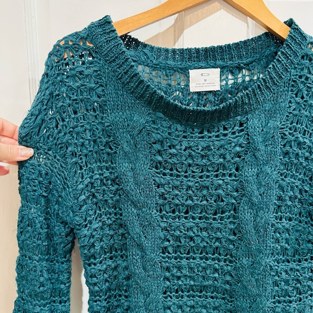 Urban Outfitters Teal Cable Knit Sweater